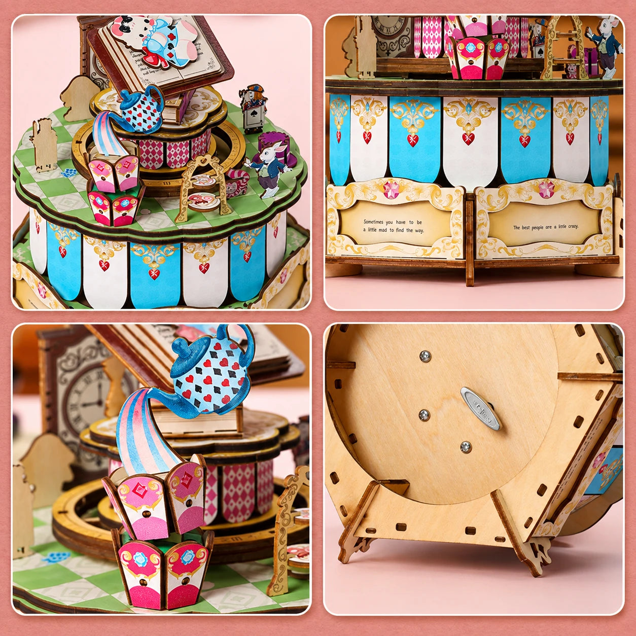 Alice's Wonderland DIY Music Box detail collage